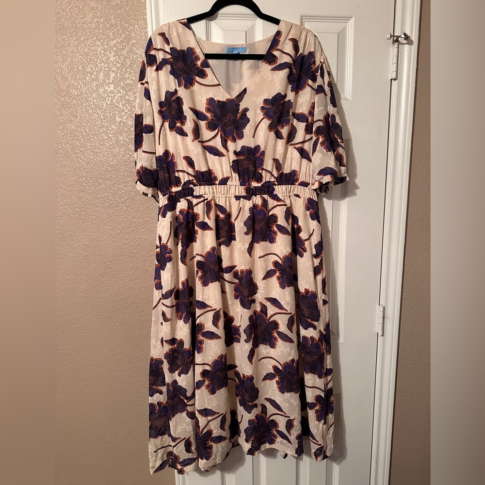 “Draper James” Cream Dress with Purple Floral Design